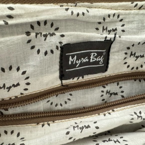 Blue, White and Tan crossbody Myra Bag - Picture 3 of 6